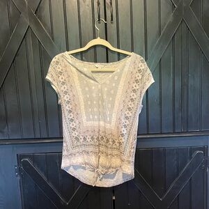 Lucky Brand Gray Patterned Blouse